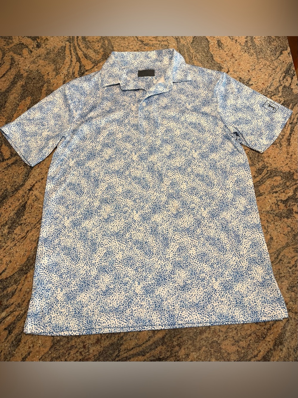 PGA TOUR Pro Series Polo Shirt Size S Blue White Speckled Golf